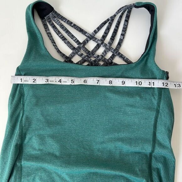 Lululemon Wild Tank Heathered Forage Teal Dramatic Static White Black Size 2 - Picture 6 of 6